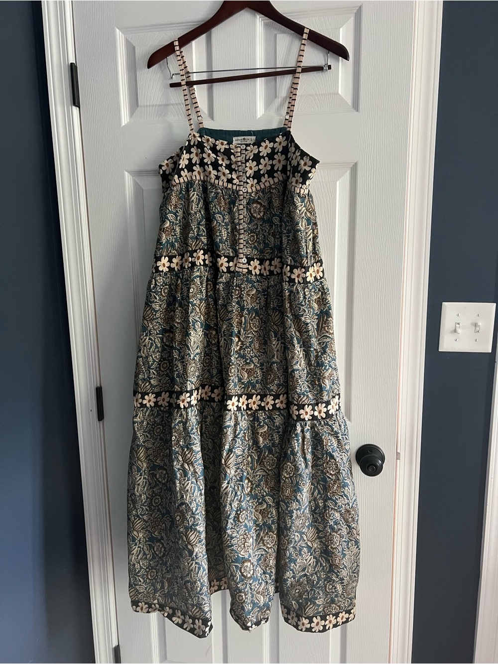 Natural Life Tiered Maxi Dress in Teal, Black, Cream